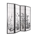 4 Panel Room Divider Screen Door Stand Privacy Fringe Wood Fold Blossom Levede