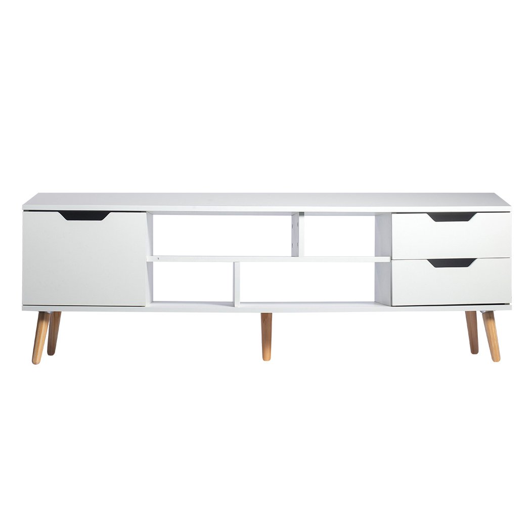 TV Cabinet Entertainment Unit Stand Storage Drawers Wooden Shelf White Levede