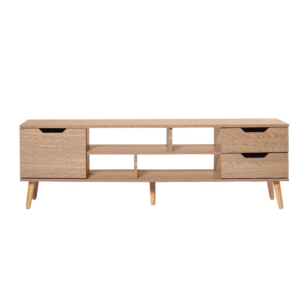 TV Cabinet Entertainment Unit Stand Storage Drawer Wooden Shelf Oak 140cm Levede