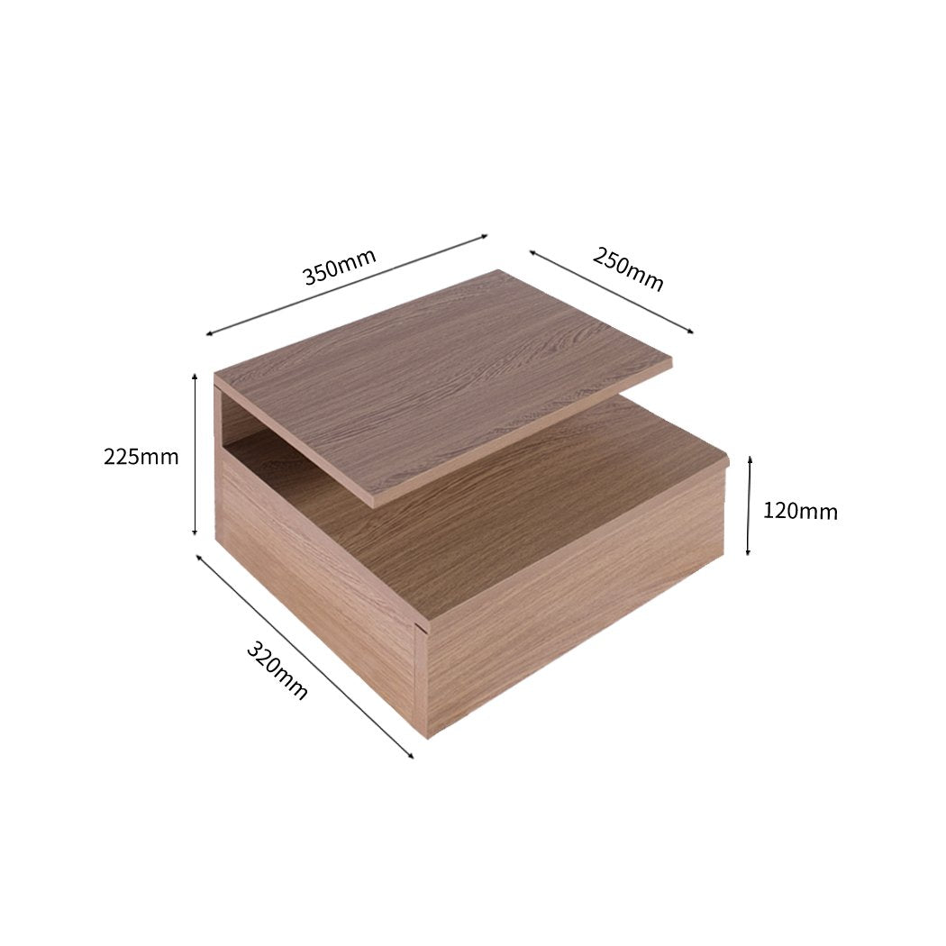 Bedside Tables LED Side Table Storage Drawer Nightstand Wood Oak X2 Levede