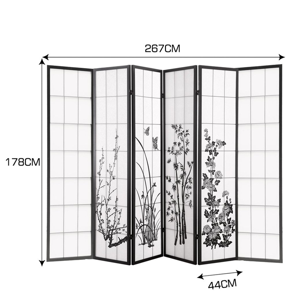 6 Panel Room Divider Privacy Screen Wood Timber Bed Wider Foldable Stand Levede