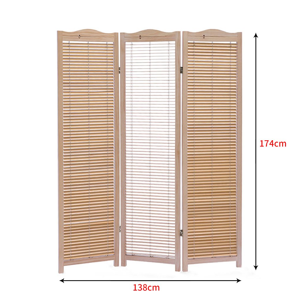 3 Panel Free Standing Foldable  Room Divider Privacy Screen Wood Frame Levede