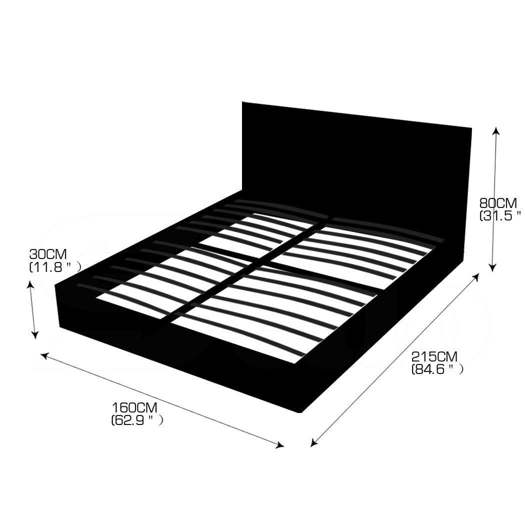 Bed Frame Gas Lift Premium Leather Base Mattress Storage Queen Size Black Levede