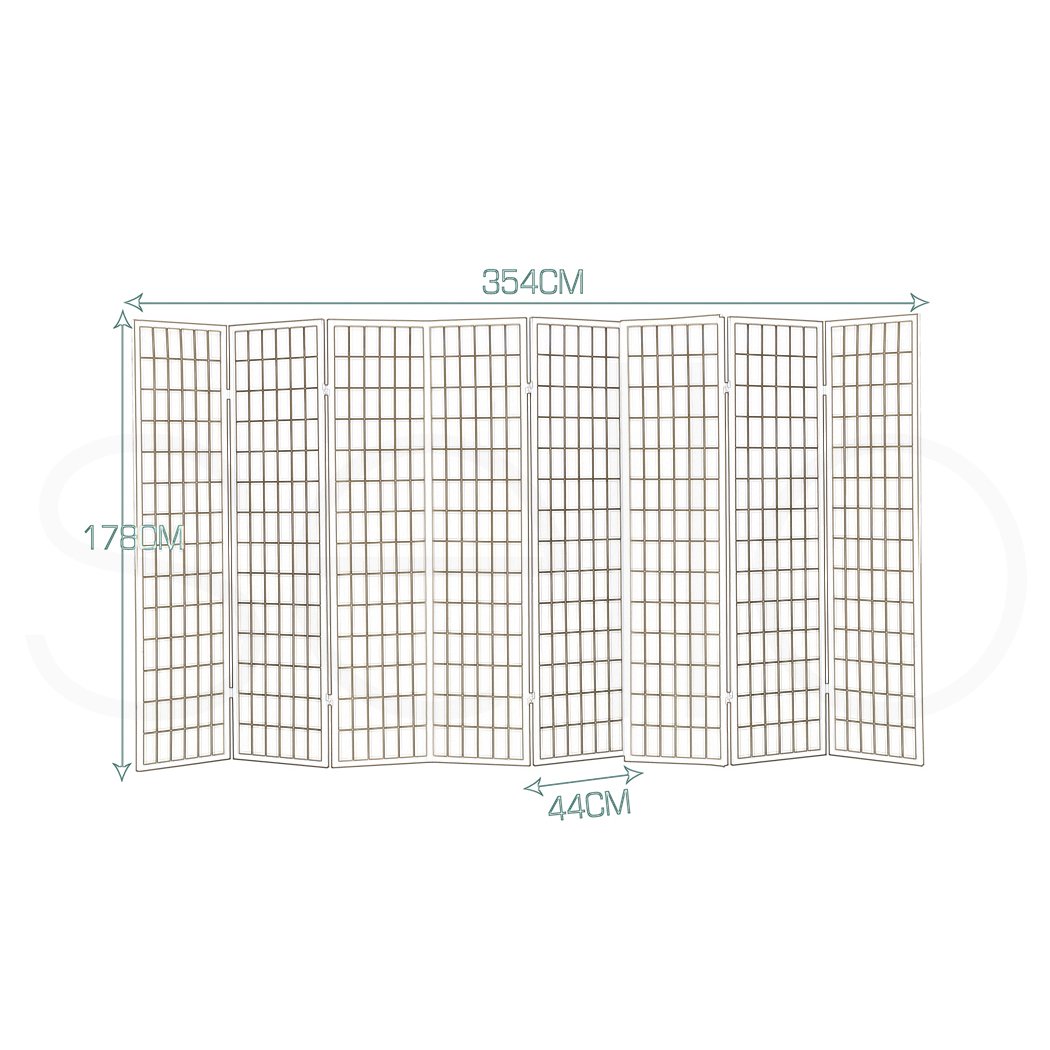 8 Panel Free Standing Foldable  Room Divider Privacy Screen Bamboo Print Levede