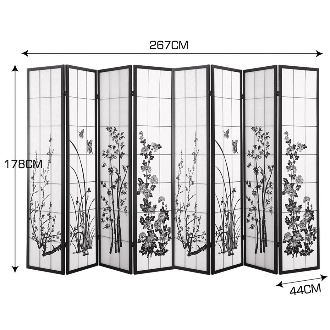 8 Panel Room Divider Privacy Screen Wood Timber Bed Wider Foldable Stand Levede