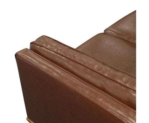 Stylish Leatherette Brown York Sofa  3 Seater Melbournians Furniture