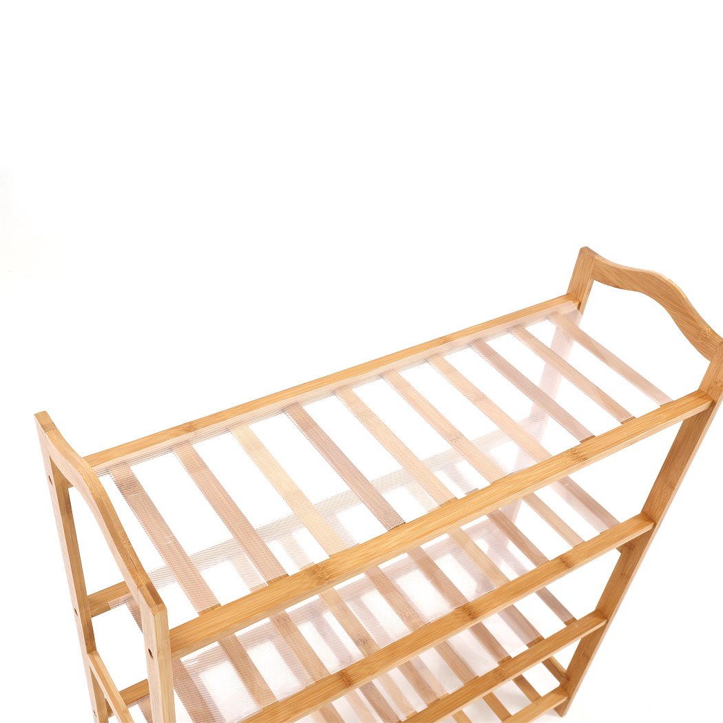 Bamboo Shoe Rack Storage Wooden Organizer Shelf Stand 6 Tiers Layers 80cm Levede