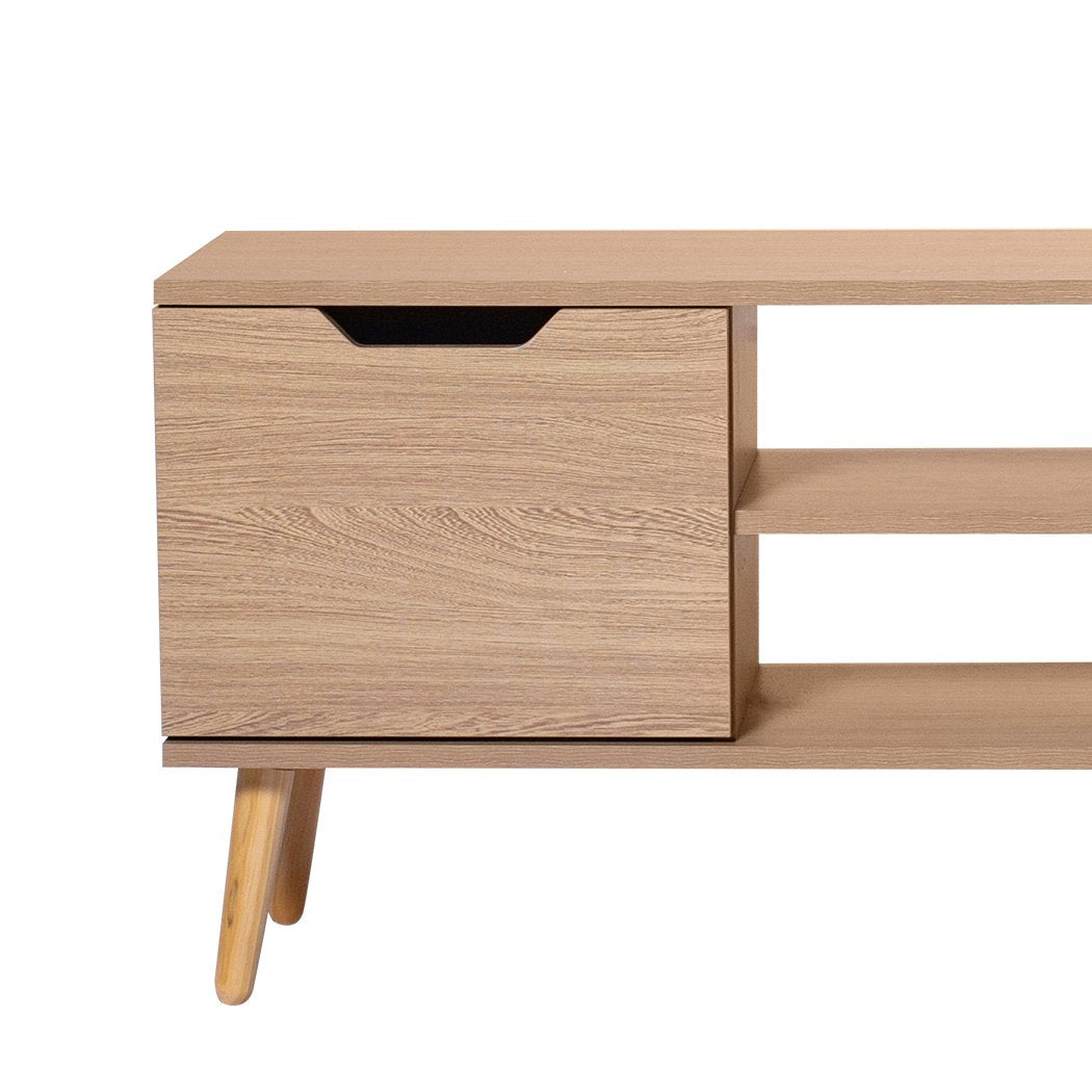 TV Cabinet Entertainment Unit Stand Storage Drawer Wooden Shelf Oak 140cm Levede