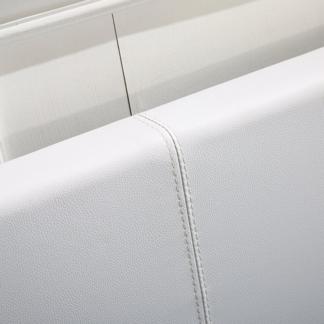 Gas Lift Bed Frame Leather Base Mattress Storage King Single Size White Levede