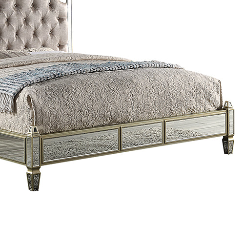 Antique Bedframe Mirrored Work Silver Colour Tufted Headboard Deep Quilting Melbournians Furniture