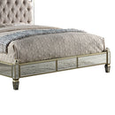 Antique Bedframe Mirrored Work Silver Colour Tufted Headboard Deep Quilting Melbournians Furniture