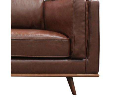 Stylish Leatherette Brown York Sofa  3 Seater Melbournians Furniture