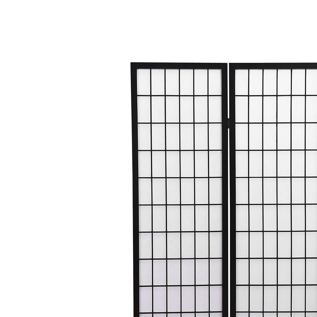 4 Panel Free Standing Foldable  Room Divider Privacy Screen Black Frame Levede