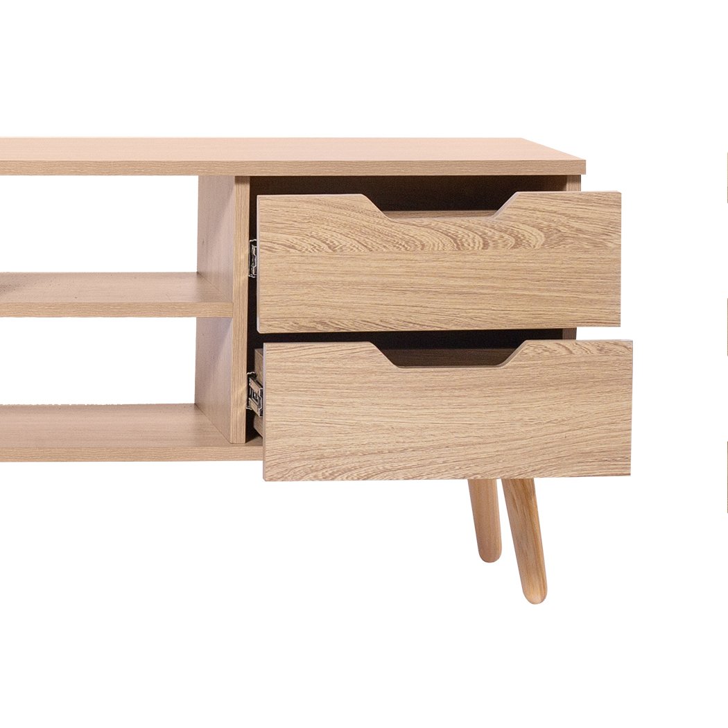 TV Cabinet Entertainment Unit Stand Storage Drawer Wooden Shelf Oak 140cm Levede