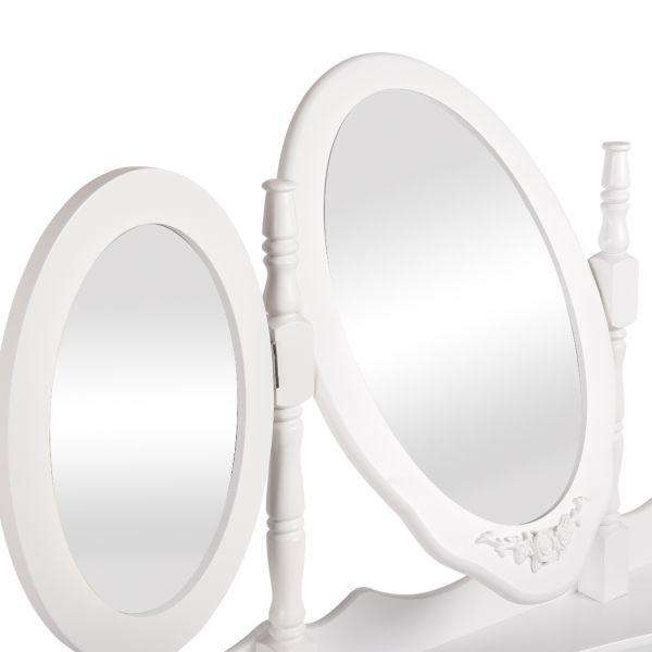 DRESSING TABLE JEWELLERY ORGANISER MIRROR MAKEUP DRAWER BEDROOM FURNITURE Levede