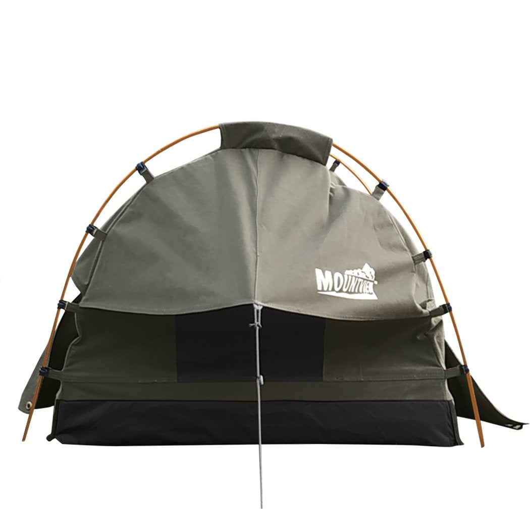 King Single Swag Camping Swags Canvas Dome Tent Free Standing Grey Mountview