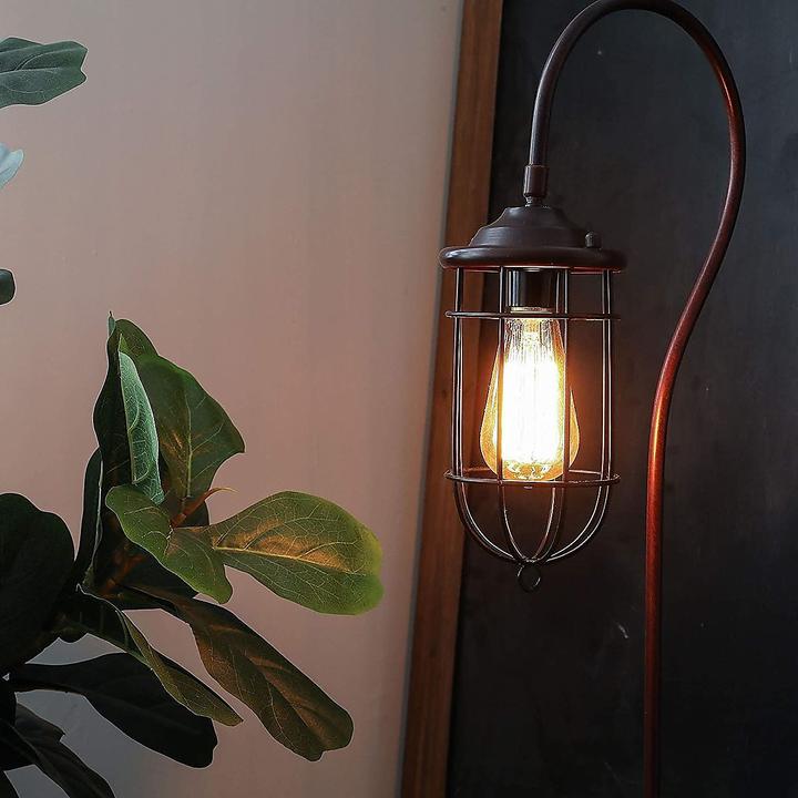 Industrial Floor Lamp with Adjustable Cage Shade in Bronze Finish Palermo