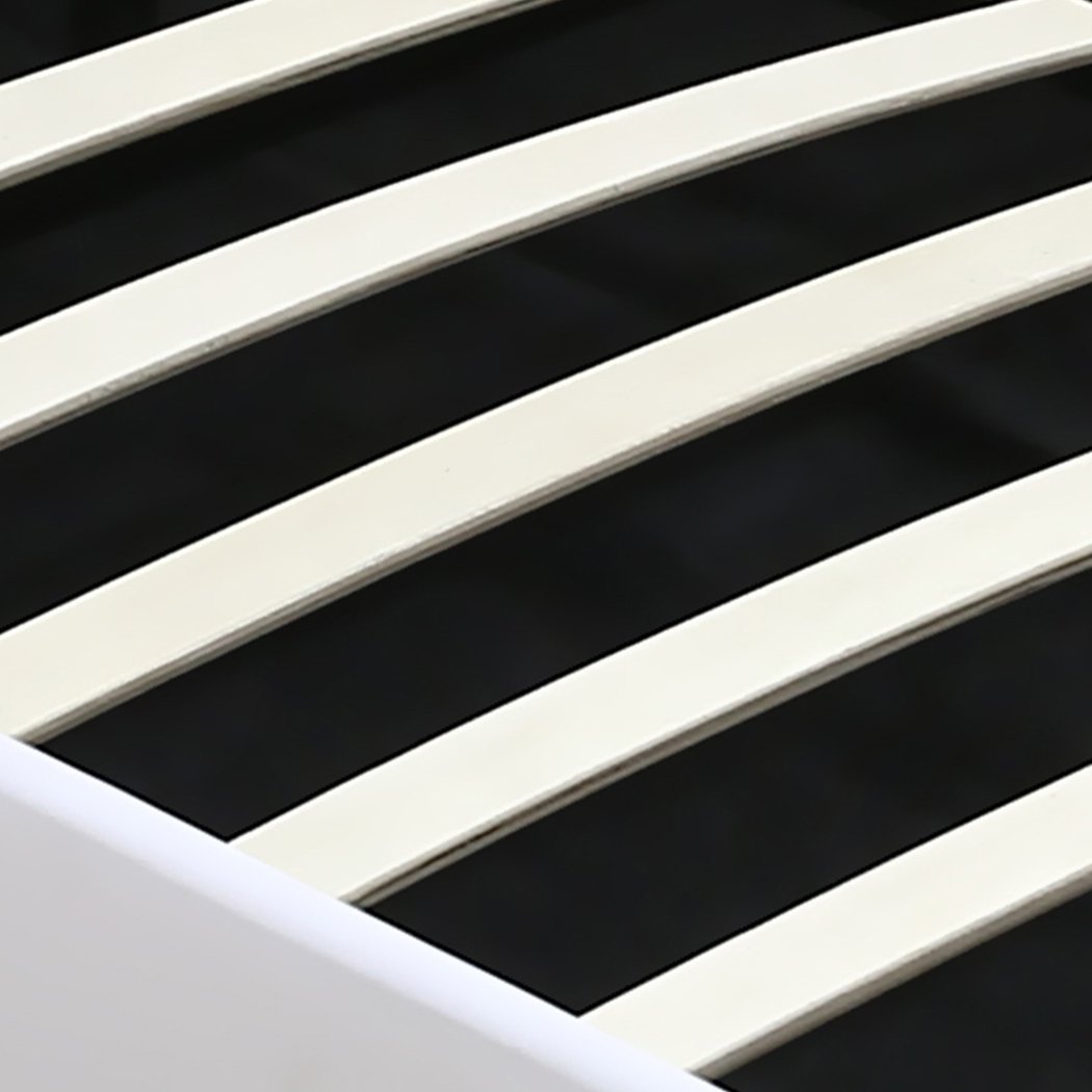 Gas Lift Bed Frame Leather Base Mattress Storage King Single Size White Levede