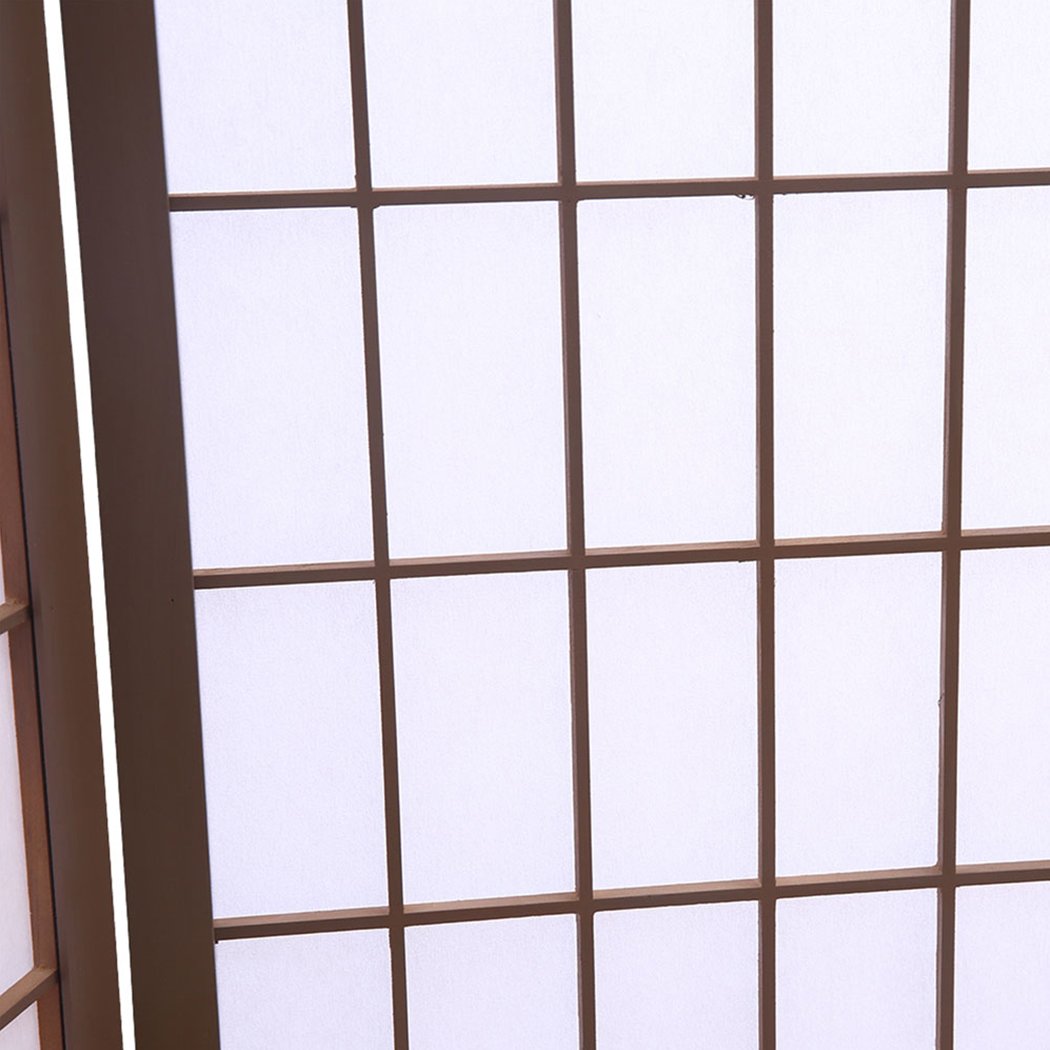 8 Panel Room Divider Screen Door Stand Privacy Fringe Wood Fold Grey Levede