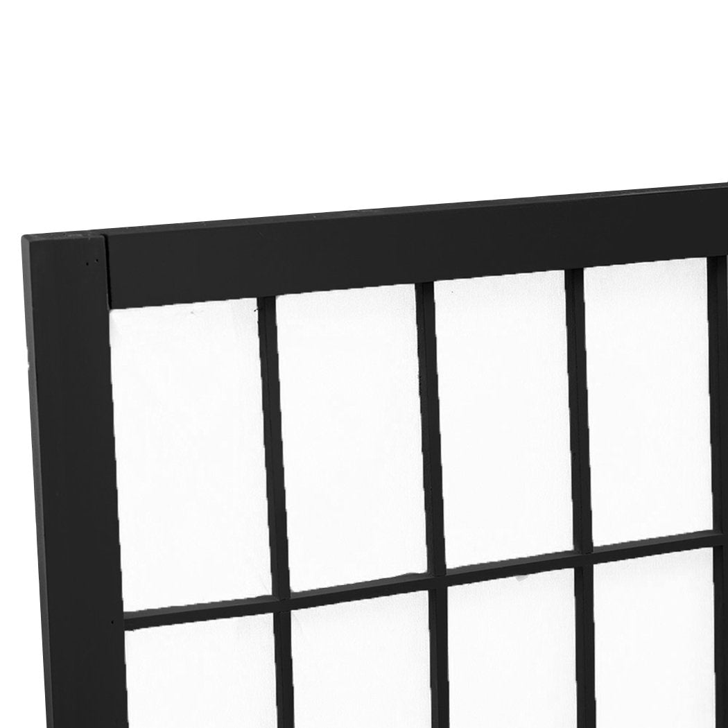 4 Panel Free Standing Foldable  Room Divider Privacy Screen Black Frame Levede