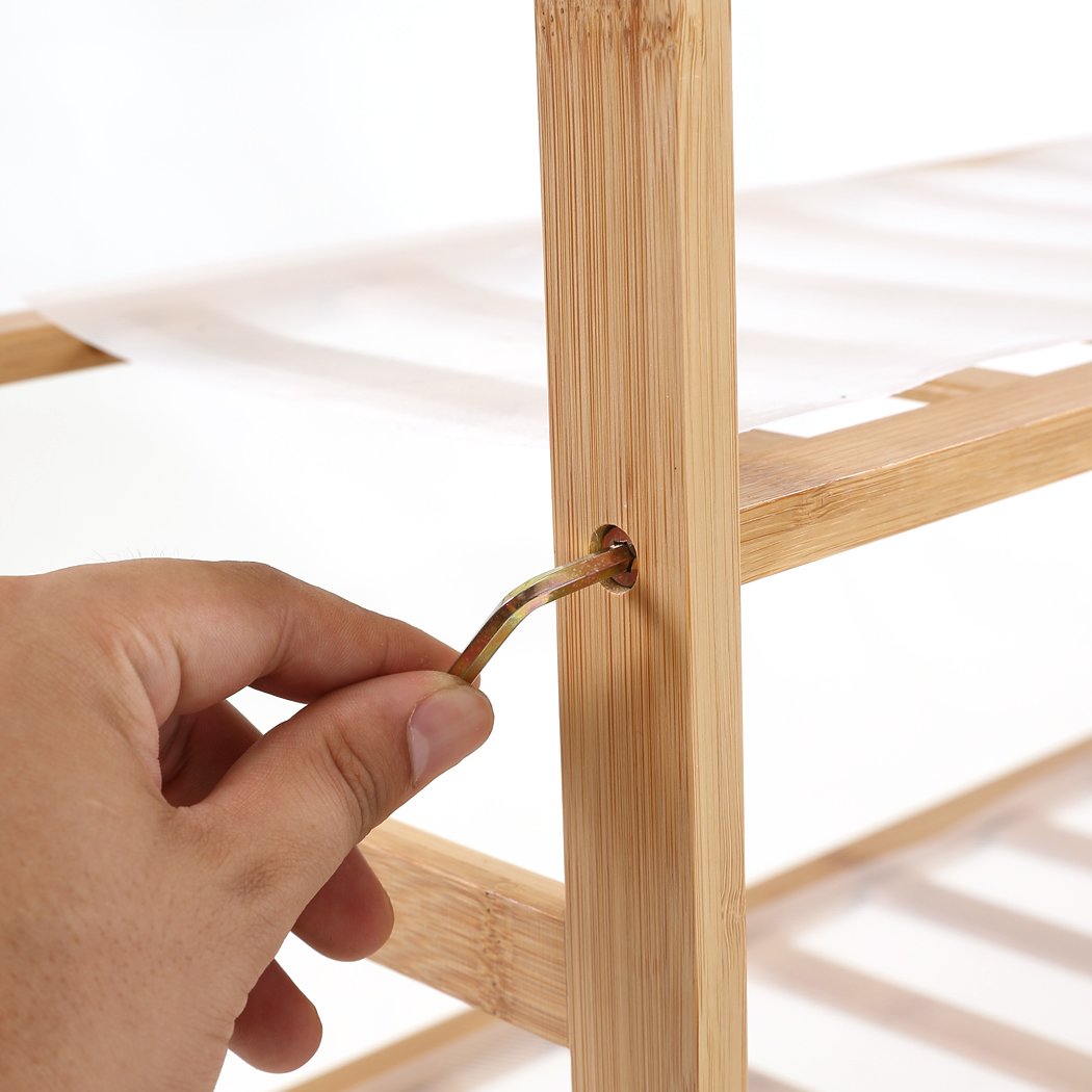 Bamboo Shoe Rack Storage Wooden Organizer Shelf Stand 6 Tiers Layers 80cm Levede