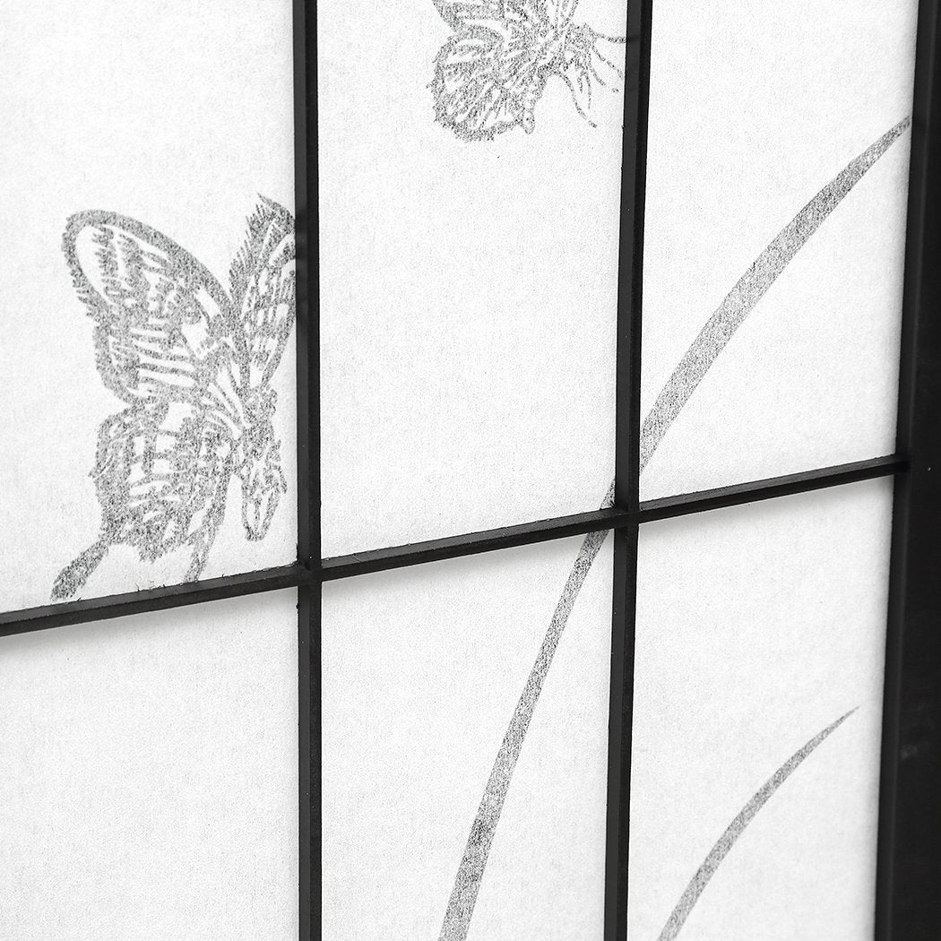 4 Panel Room Divider Screen Door Stand Privacy Fringe Wood Fold Blossom Levede