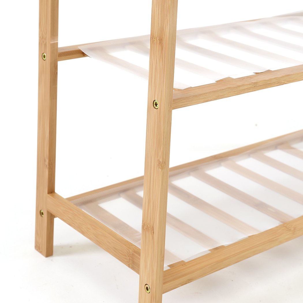 Bamboo Shoe Rack Storage Wooden Organizer Shelf Stand 6 Tiers Layers 80cm Levede