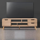 TV Cabinet Entertainment Unit Stand Storage Drawer Wooden Shelf Oak 140cm Levede