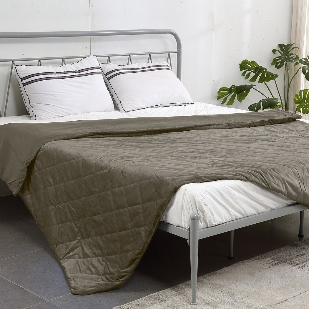 Weighted Blanket 12KG Heavy Gravity Deep Relax Adults Cotton Cover Brown Dreamz