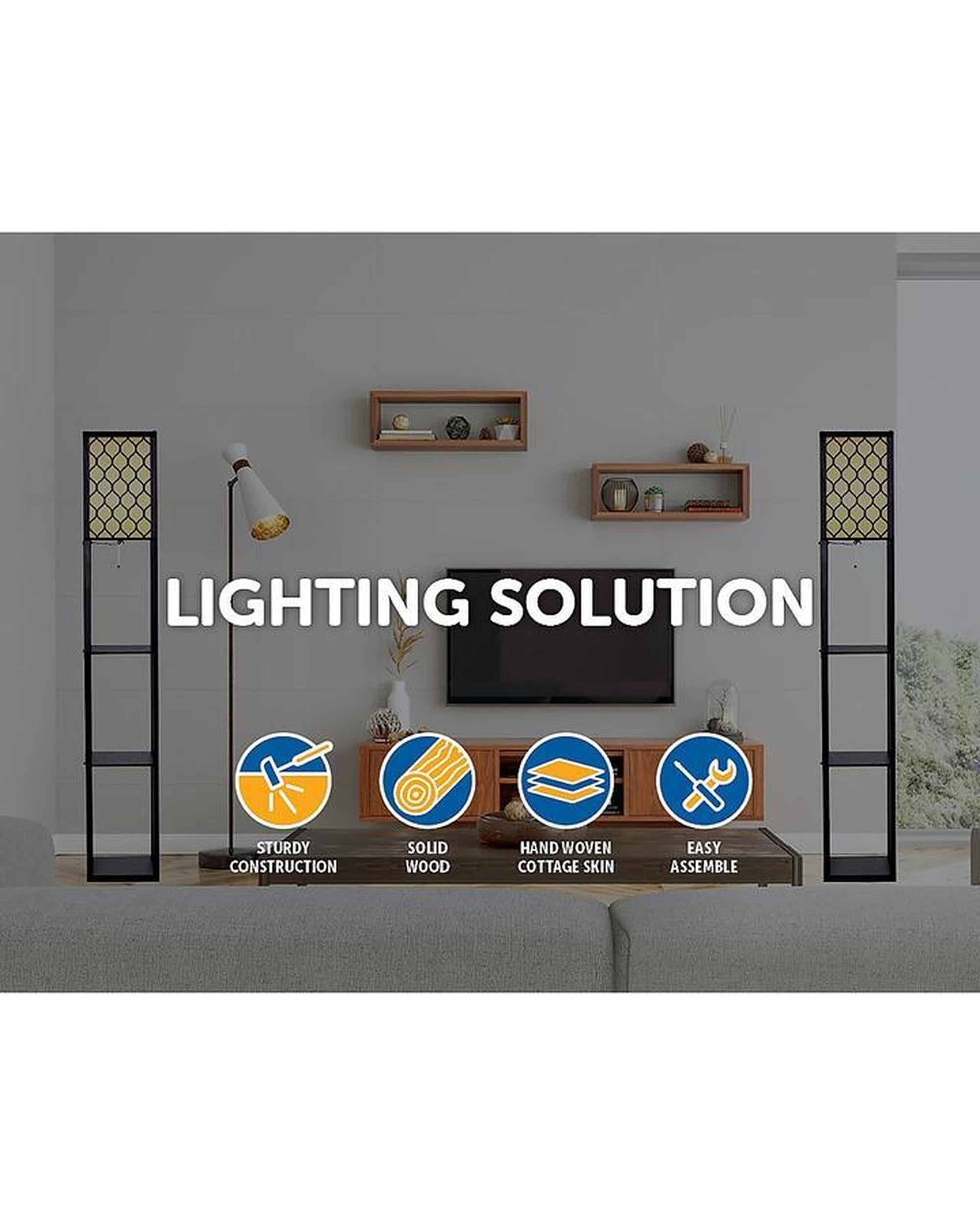 Shelf Floor Lamp - Shade Diffused Light Source with Open-Box Shelves - Type B Palermo