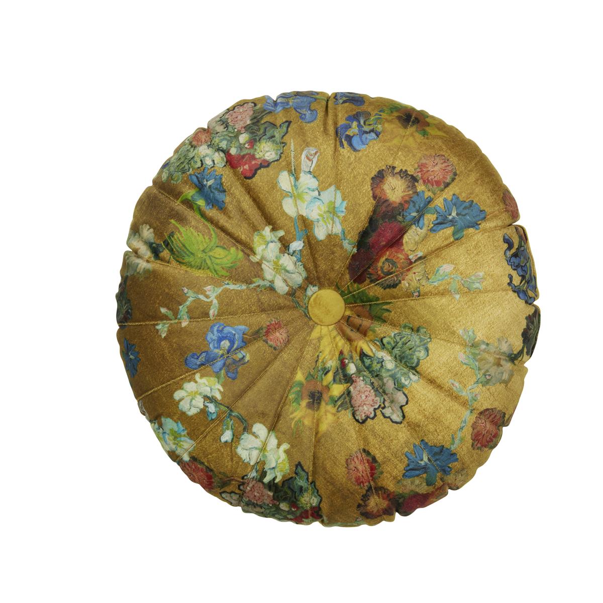 Bedding House x Van Gogh Boule de Fleurs Gold Round Filled Cushion Bedding House
