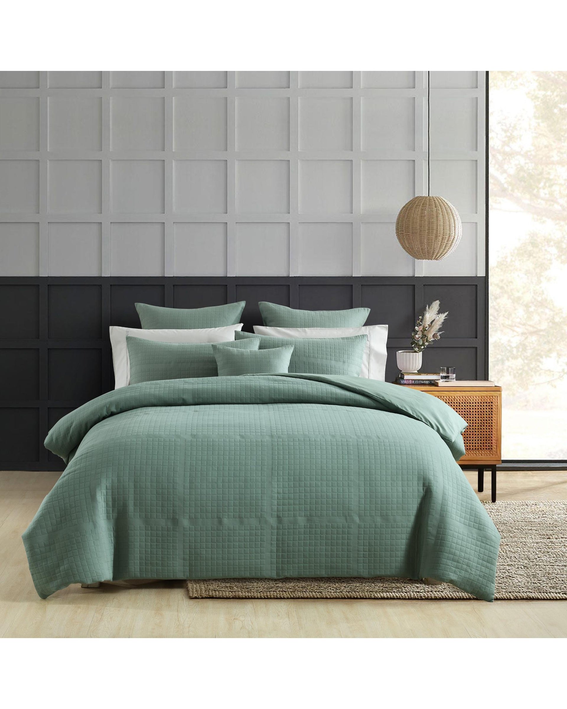 Bianca Bedding JASPER QUILT COVER SET GREEN Bianca Bedding