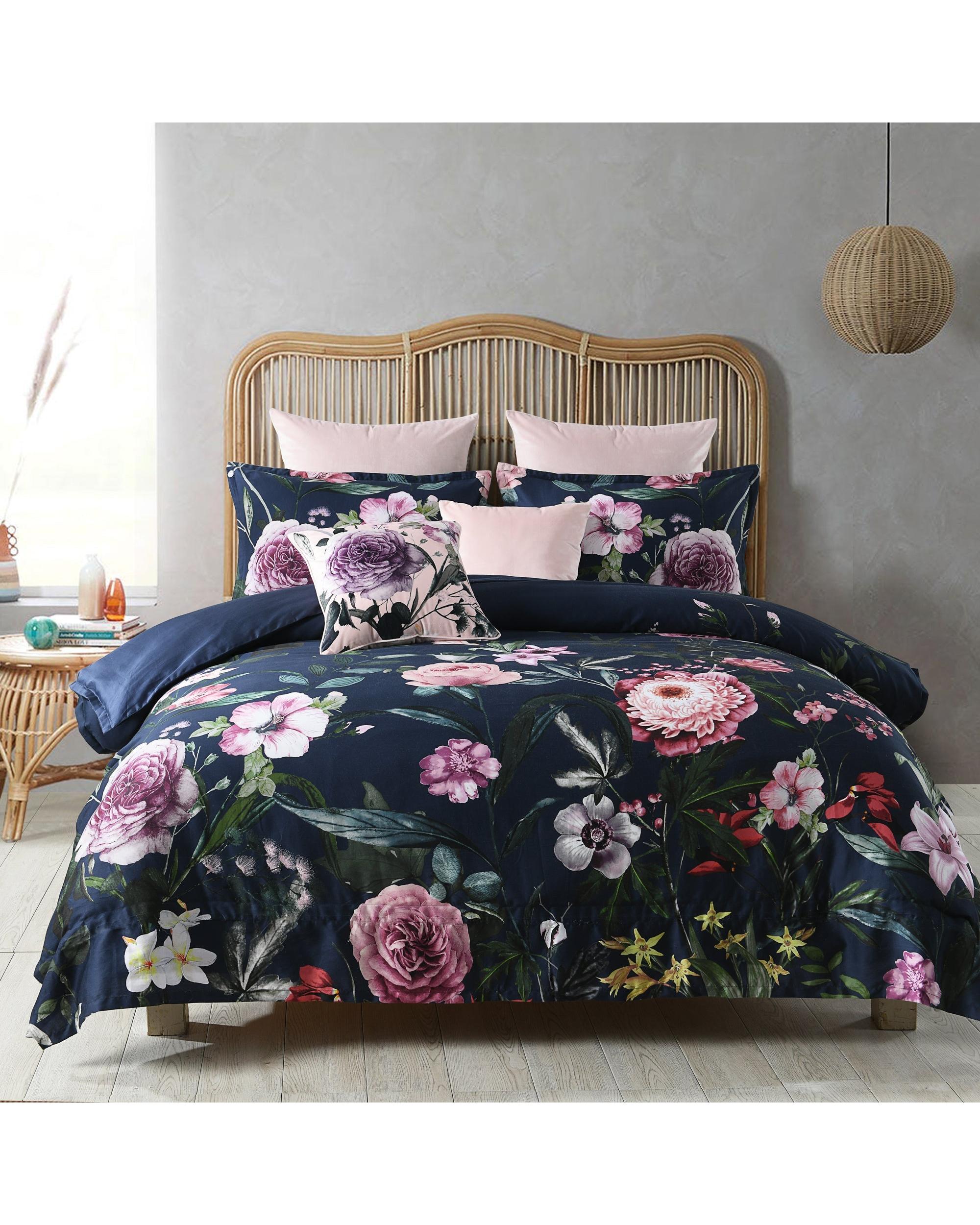 Bianca Bedding ZINNIA QUILT COVER SET NAVY Bianca Bedding