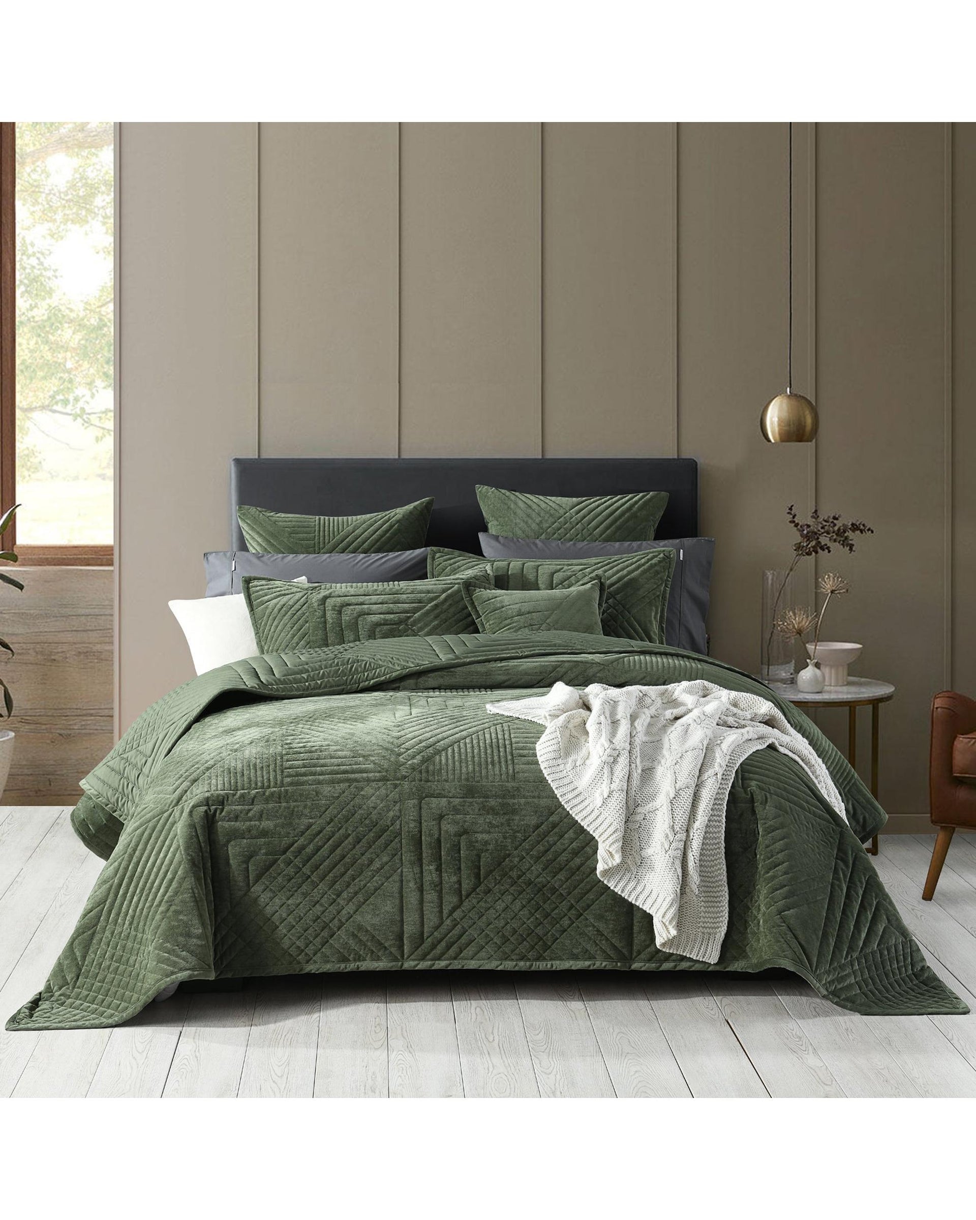 Bianca Bedding SAMATRA COVERLET SET OLIVE Bianca Bedding