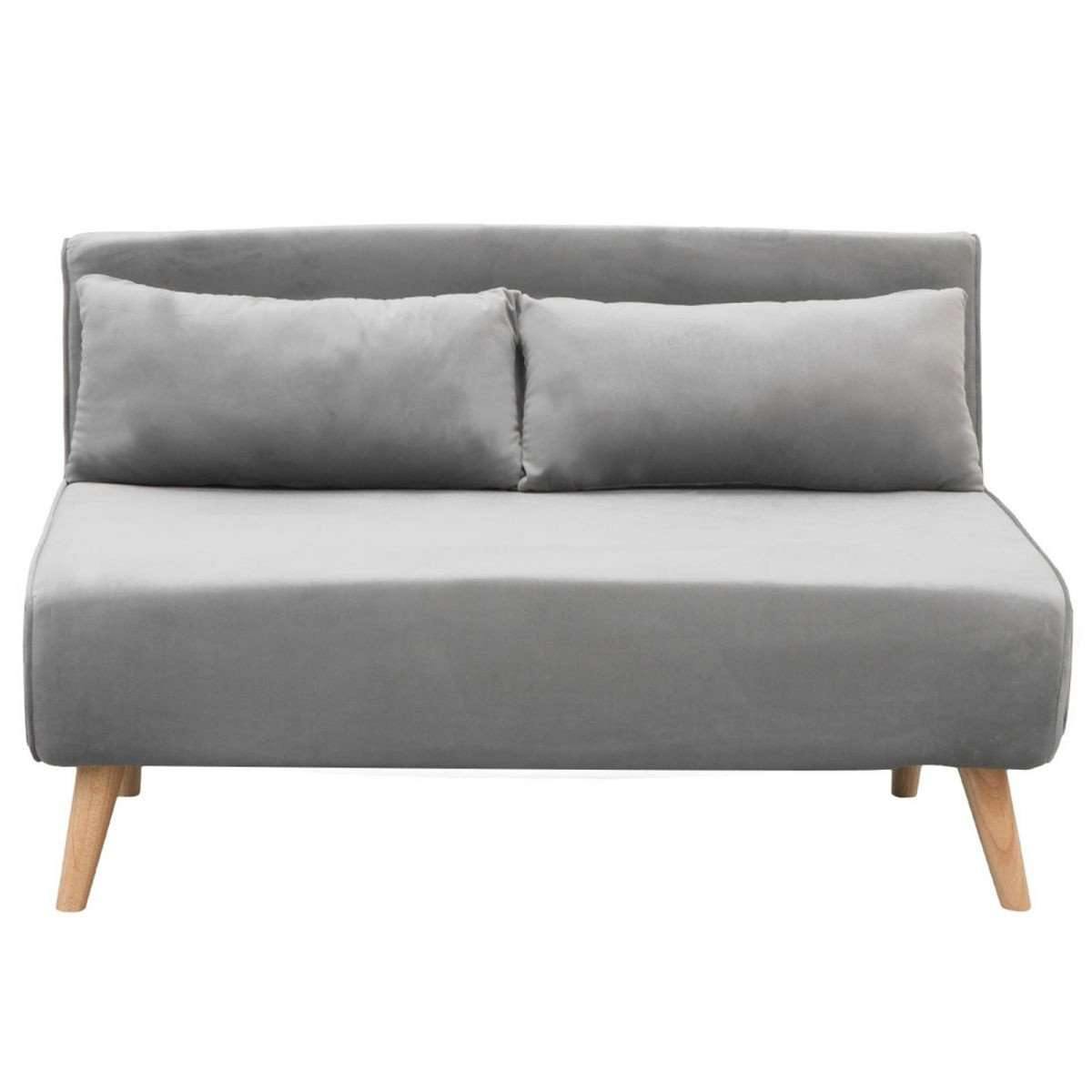 2-SEATER ADJUSTABLE SOFA BED LOUNGE FAUX VELVET FABRIC - LIGHT GREY Sarantino