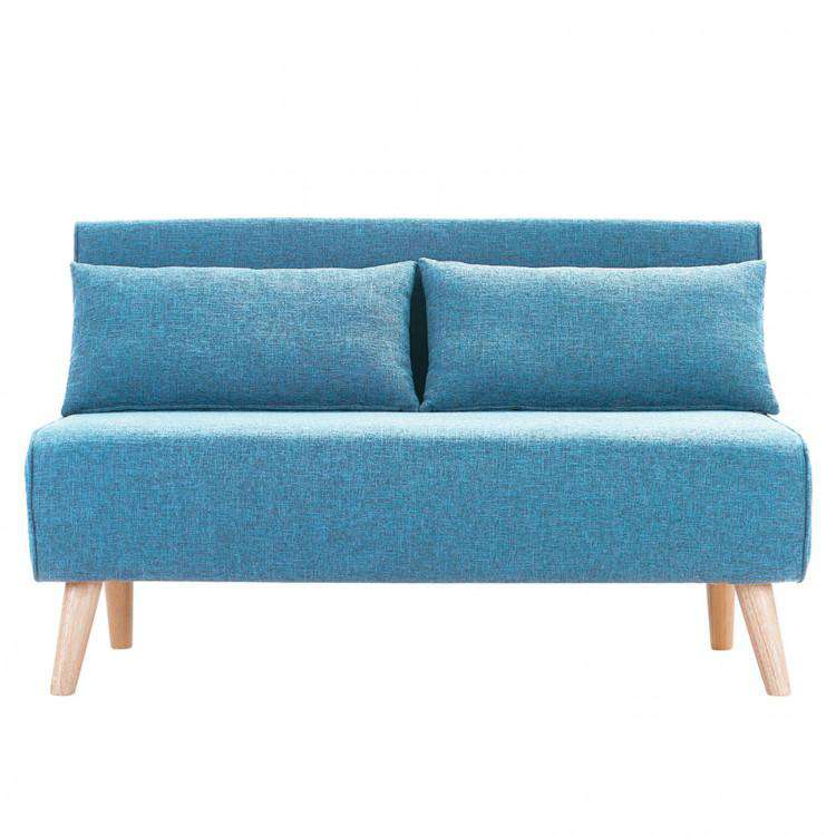 3 SEATER FAUX VELVET SOFA BED COUCH FURNITURE - BLUE Sarantino