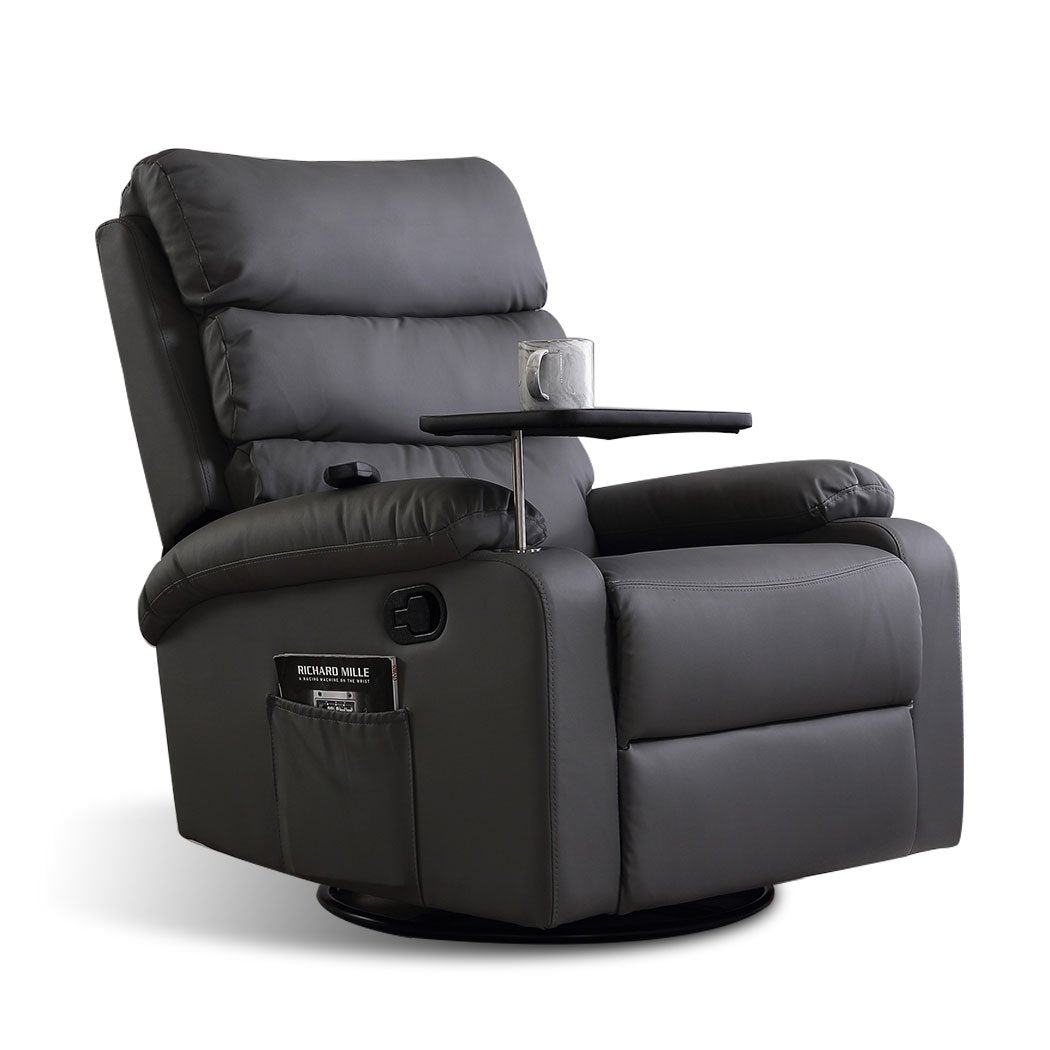 Massage Chair Recliner Chairs Heated Lounge Sofa Armchair 360 Swivel Grey Levede