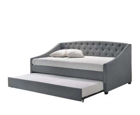 Daybed + Trundle Fabric Upholstery - Grey Artiss