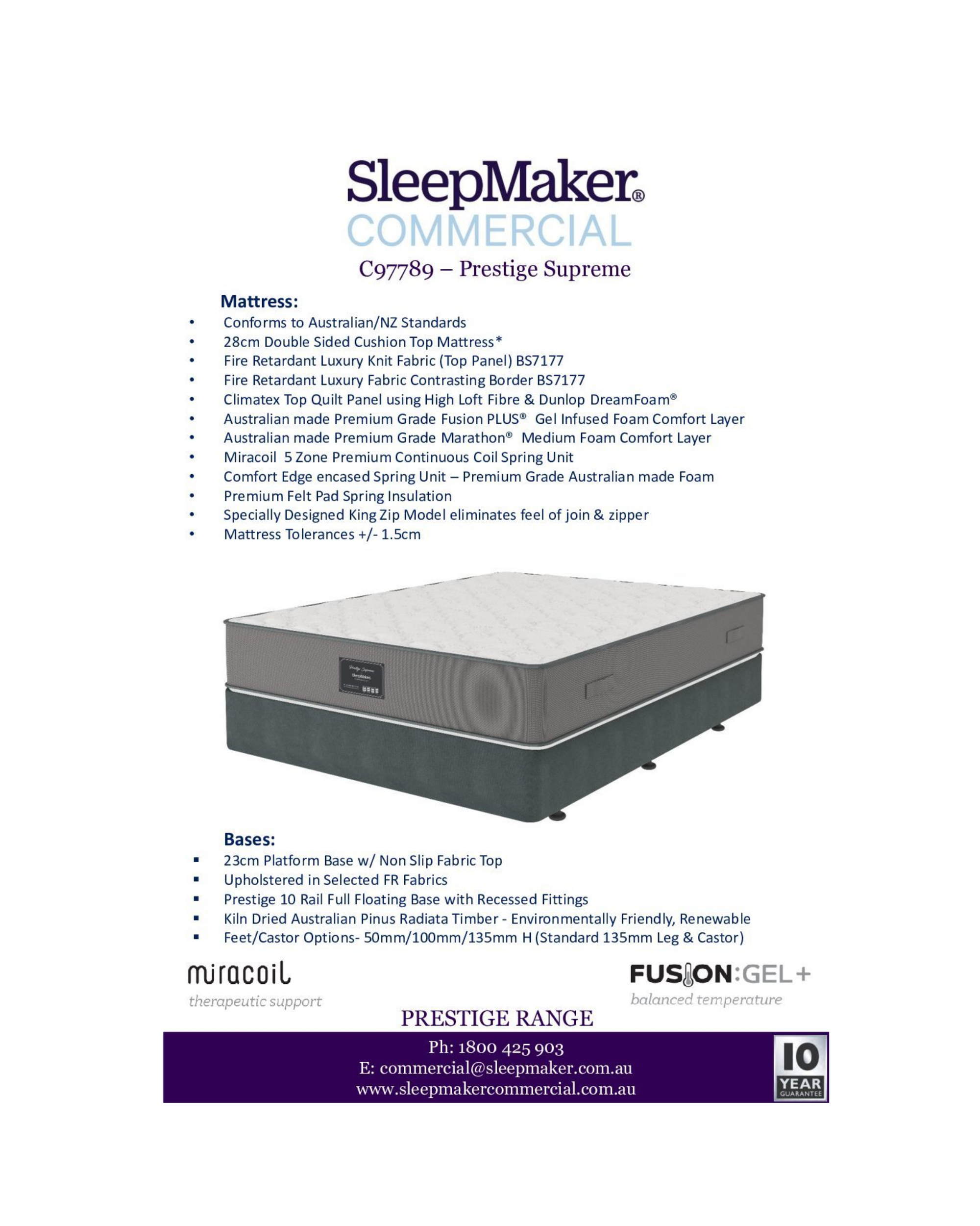 SleepMaker Prestige Supreme Miracoil 5 Zone Double Sided Mattress - Medium SleepMaker