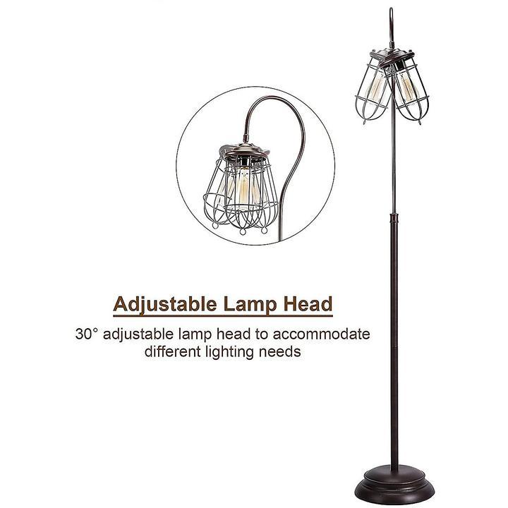 Industrial Floor Lamp with Adjustable Cage Shade in Bronze Finish Palermo