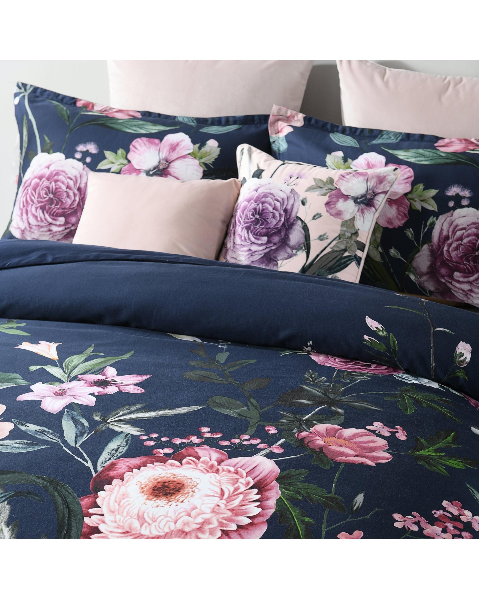 Bianca Bedding ZINNIA QUILT COVER SET NAVY Bianca Bedding