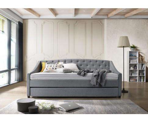 Daybed + Trundle Fabric Upholstery - Grey Artiss