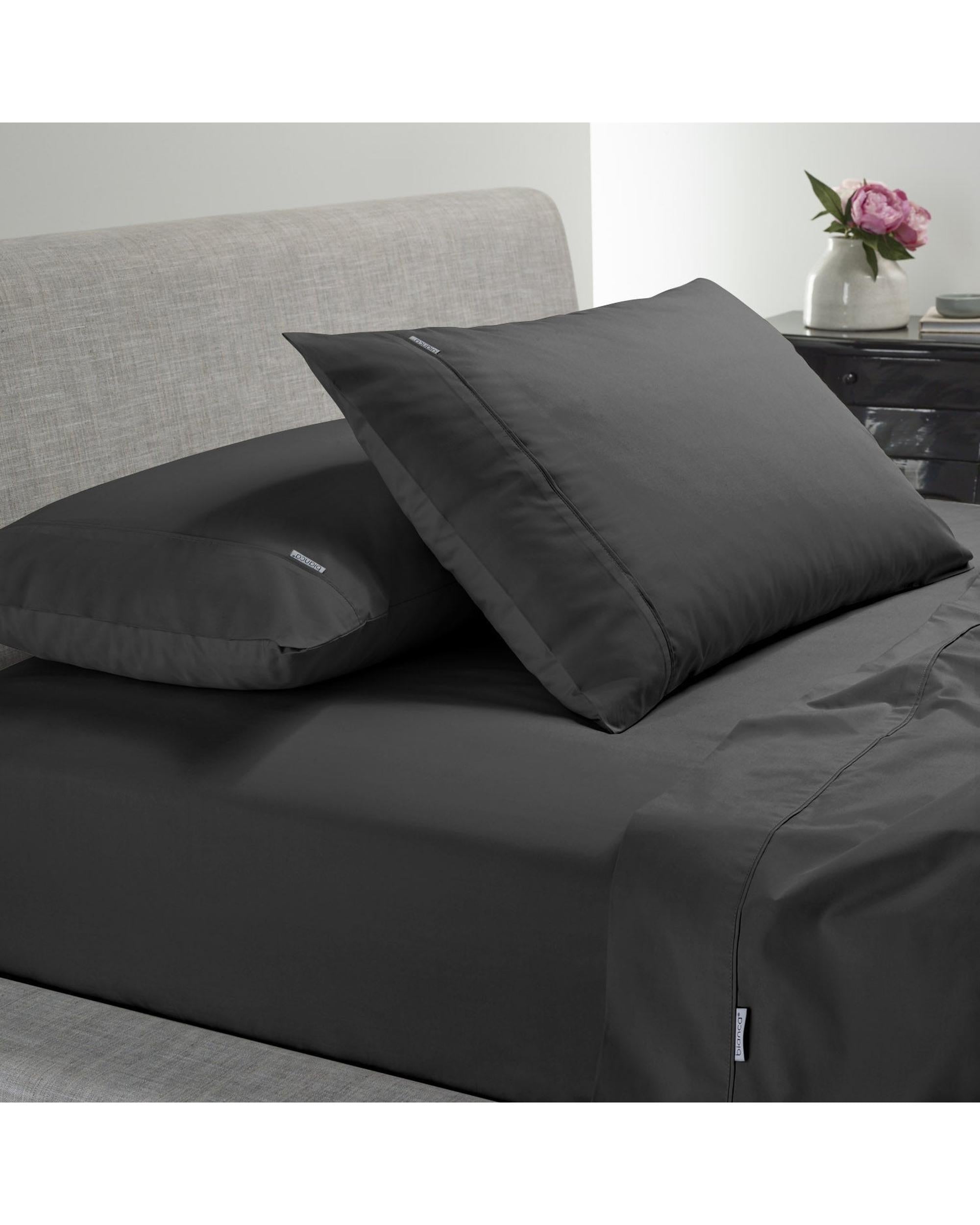 Bianca Bedding Natural Sleep Recycled Cotton and Bamboo Sheet Set - Charcoal Bianca Bedding