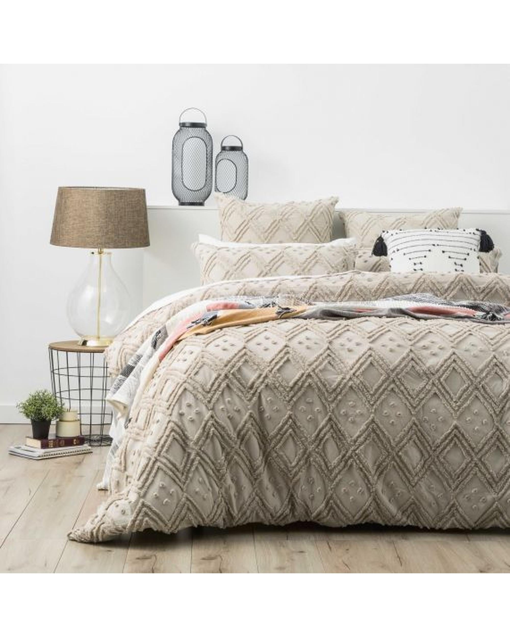 Park Avenue Medallion Cotton Vintage Washed Tufted Quilt Cover Set - Stone Park Avenue