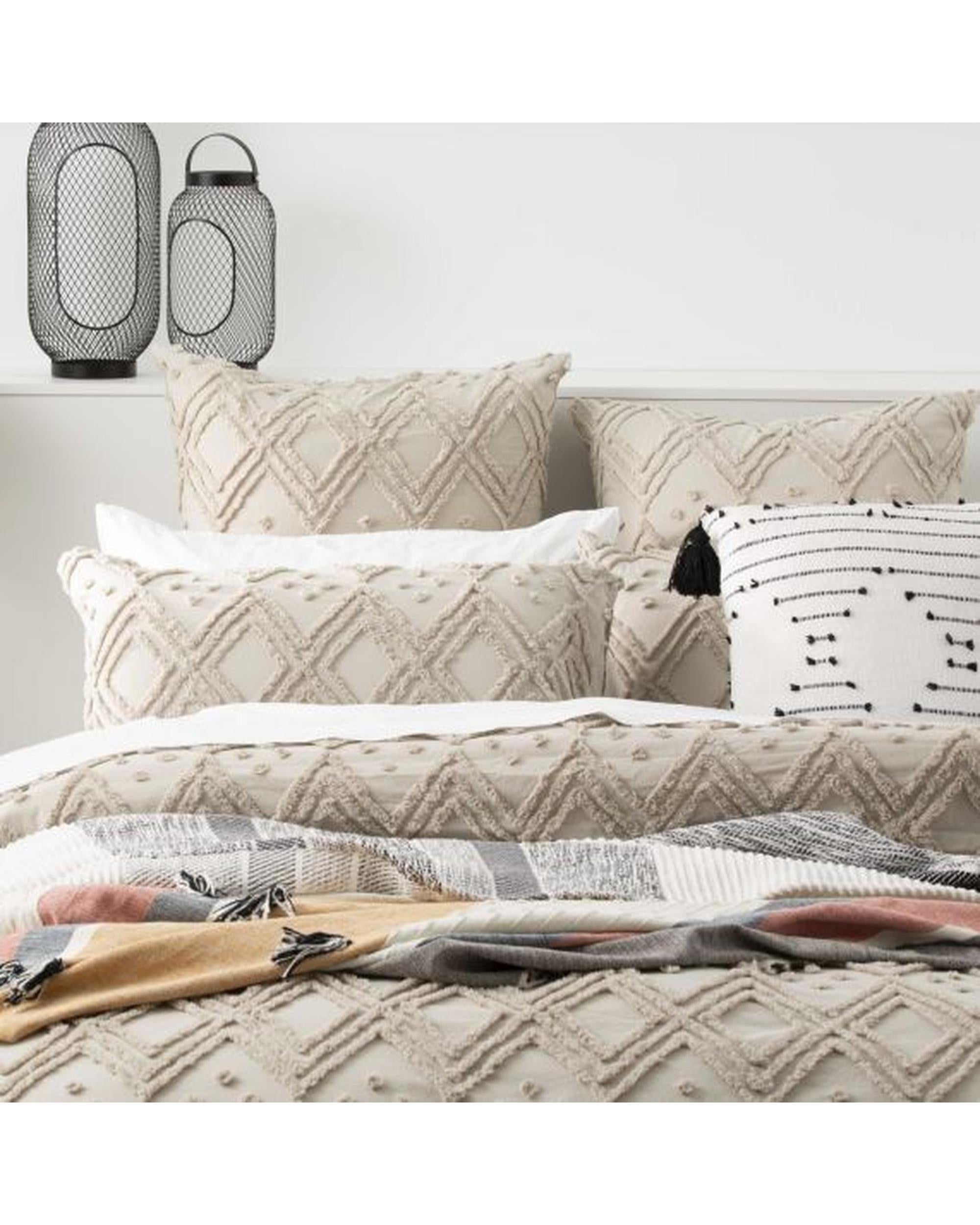 Park Avenue Medallion Cotton Vintage Washed Tufted Quilt Cover Set - Stone Park Avenue