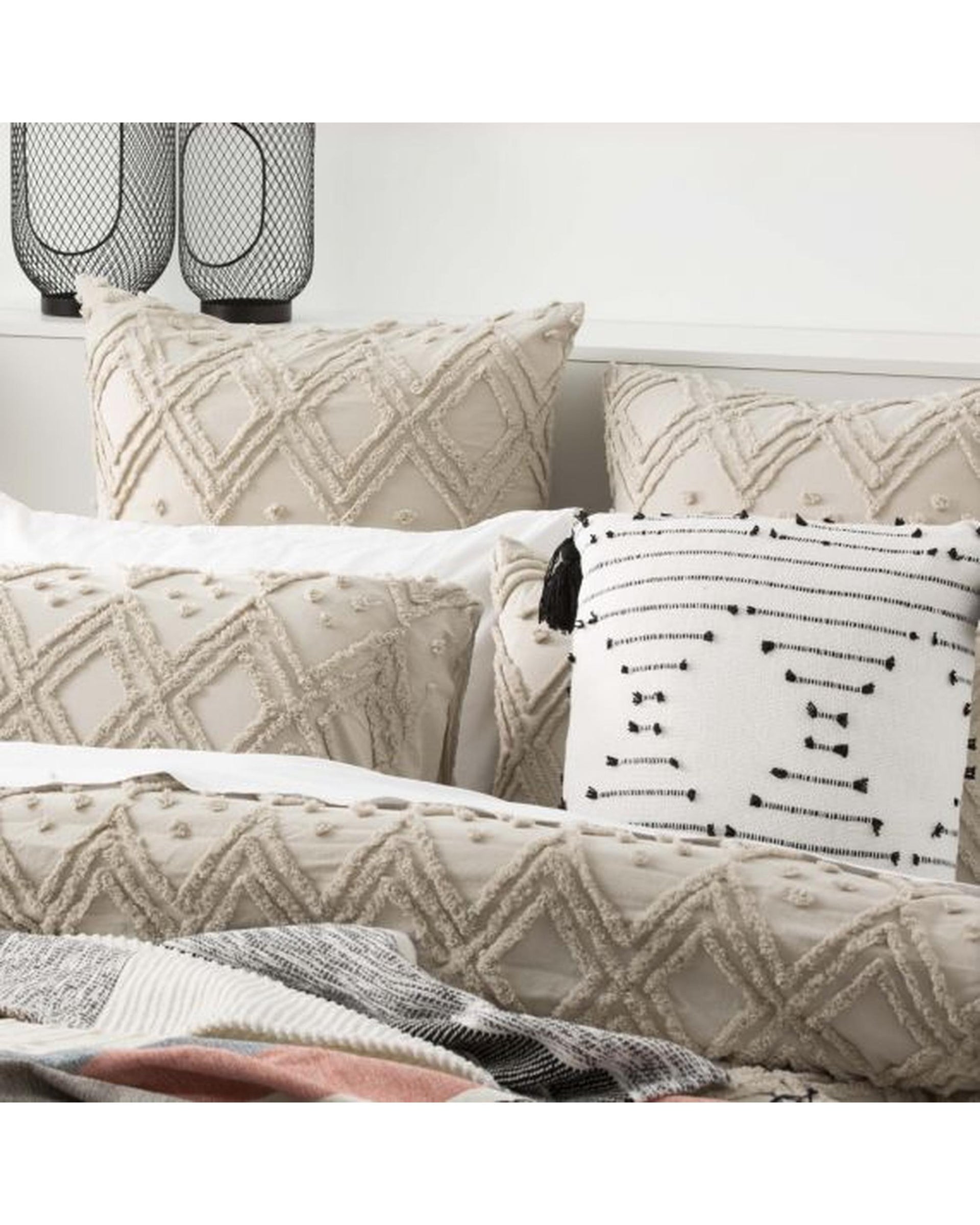 Park Avenue Medallion Cotton Vintage Washed Tufted Quilt Cover Set - Stone Park Avenue