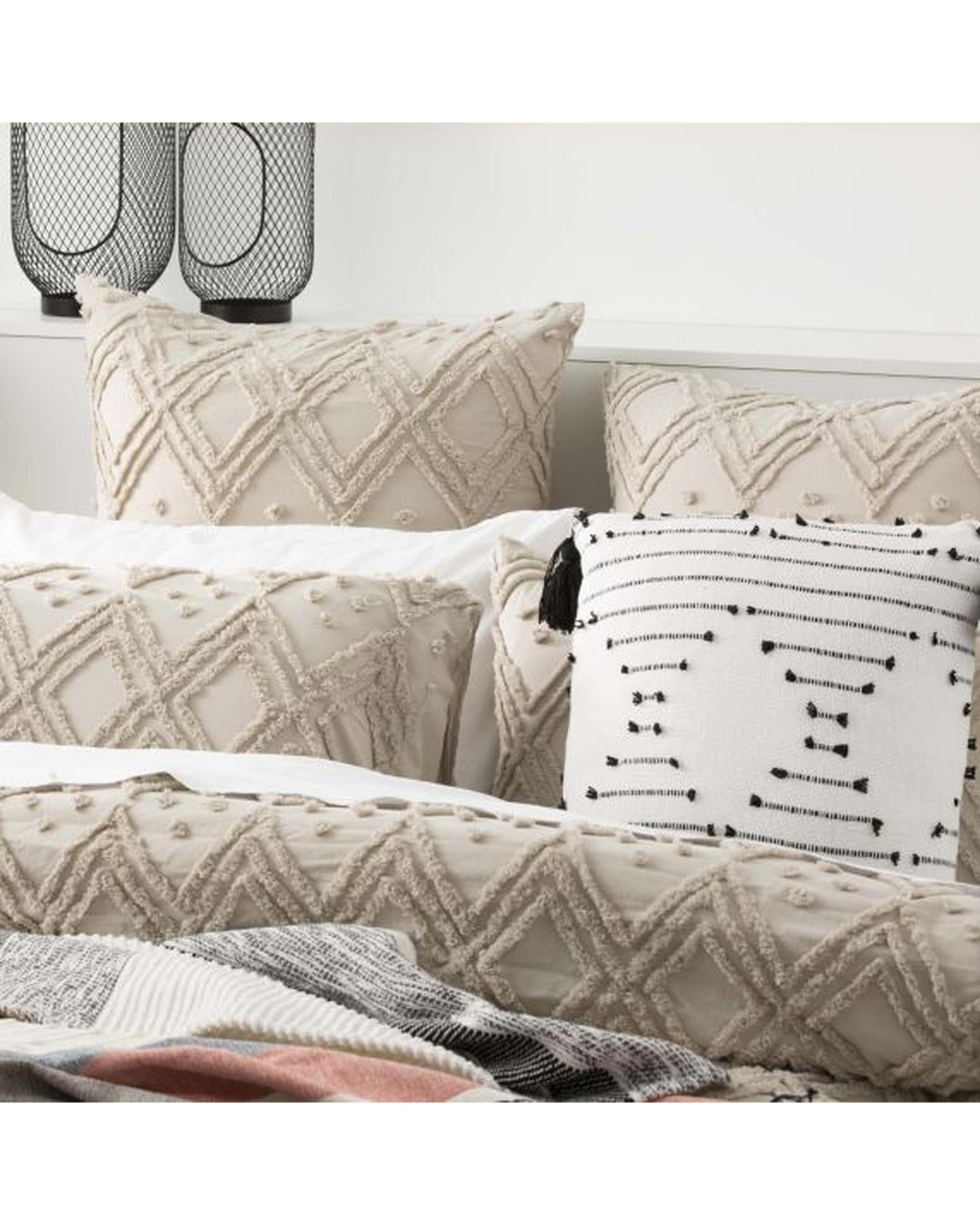 Park Avenue Medallion Cotton Vintage Washed Tufted Quilt Cover Set - Stone Park Avenue