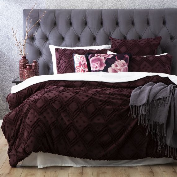 Park Avenue Medallion Cotton Vintage Washed Tufted Quilt Cover Set - Plum Park Avenue