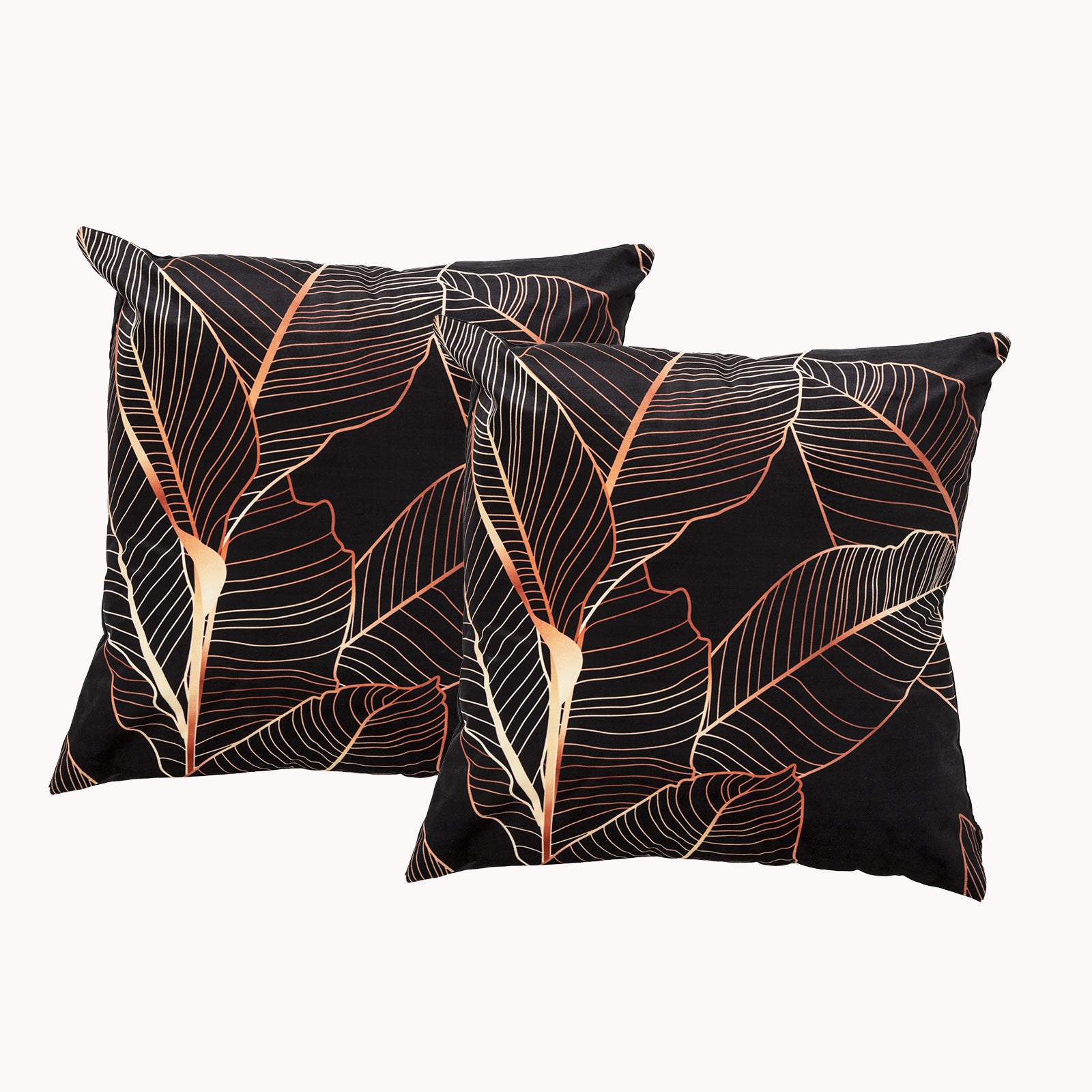 Renee Taylor Poly Velvet Printed Cushion filled 50 x 50 Cms  Leaf- Twin Pack Renee Taylor