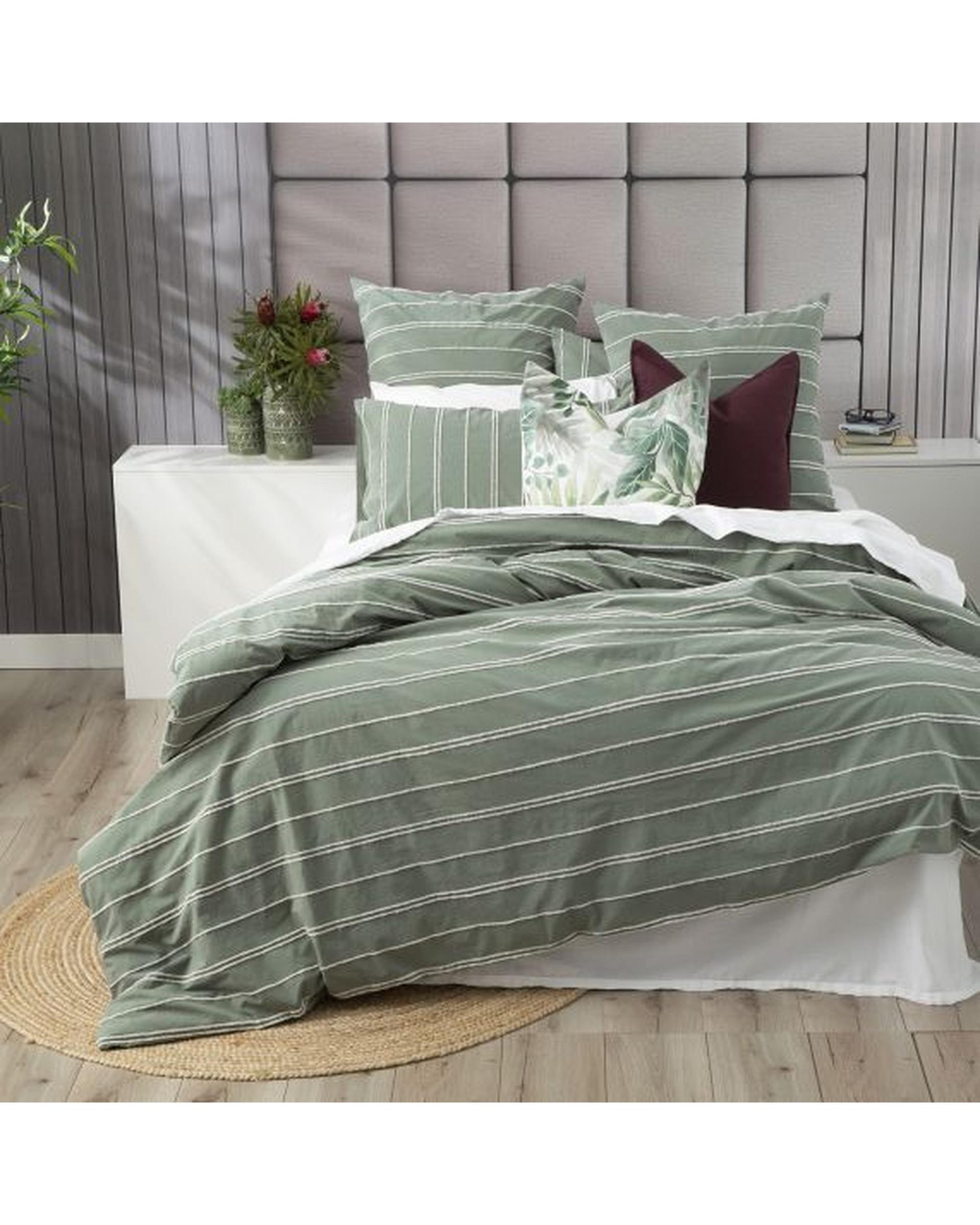 Renee Taylor Hudson Vintage Washed Cotton Chenille Quilt Cover Set - Sage Renee Taylor